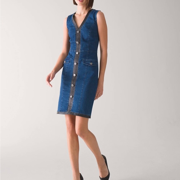 ⭐️NEW⭐️White House Black Market (WHBM) Sleeveless Denim Dress - Picture 2 of 12